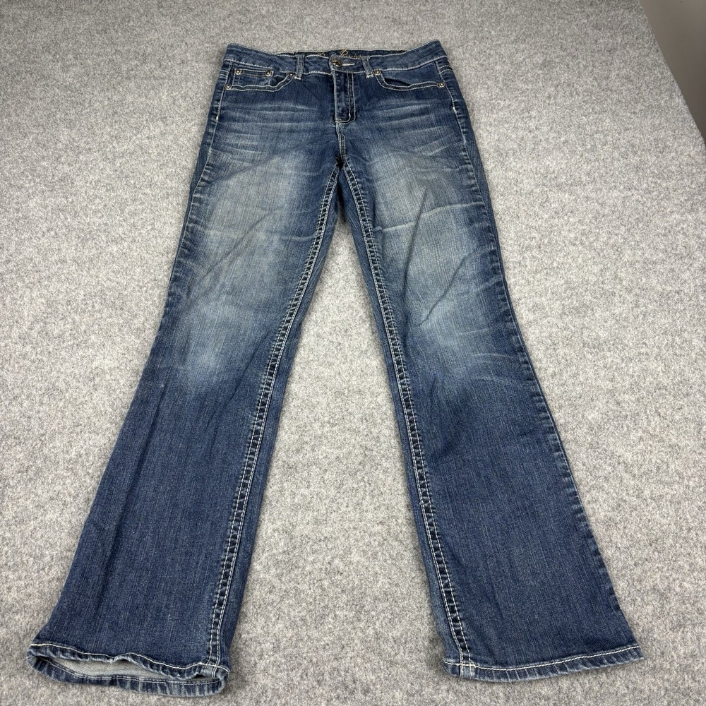 Royal Premium Jeans Women's 6 Bootcut Embellished Dark Wash Blue Denim Casual‎